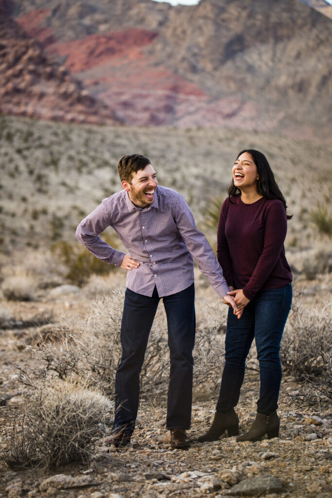 Fun Engagement Session in Las Vegas Red Rock Canyon National Conservation Area in Calico Basin