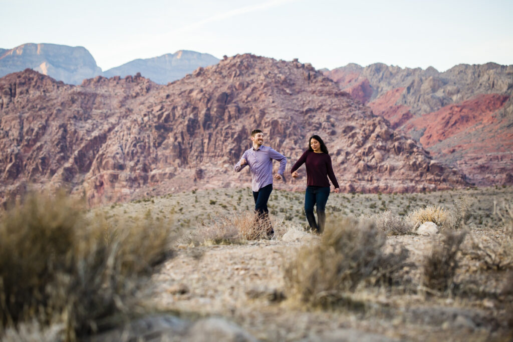Engagement Session in Las Vegas Red Rock Canyon National Conservation Area in Calico Basin