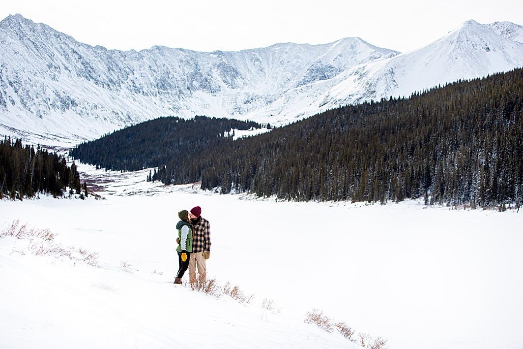 Snowy mountain engagement shoot in Colorado.
