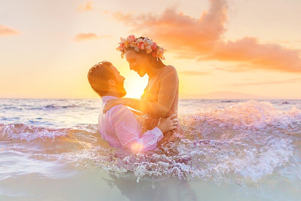 Couple in the water in Maui