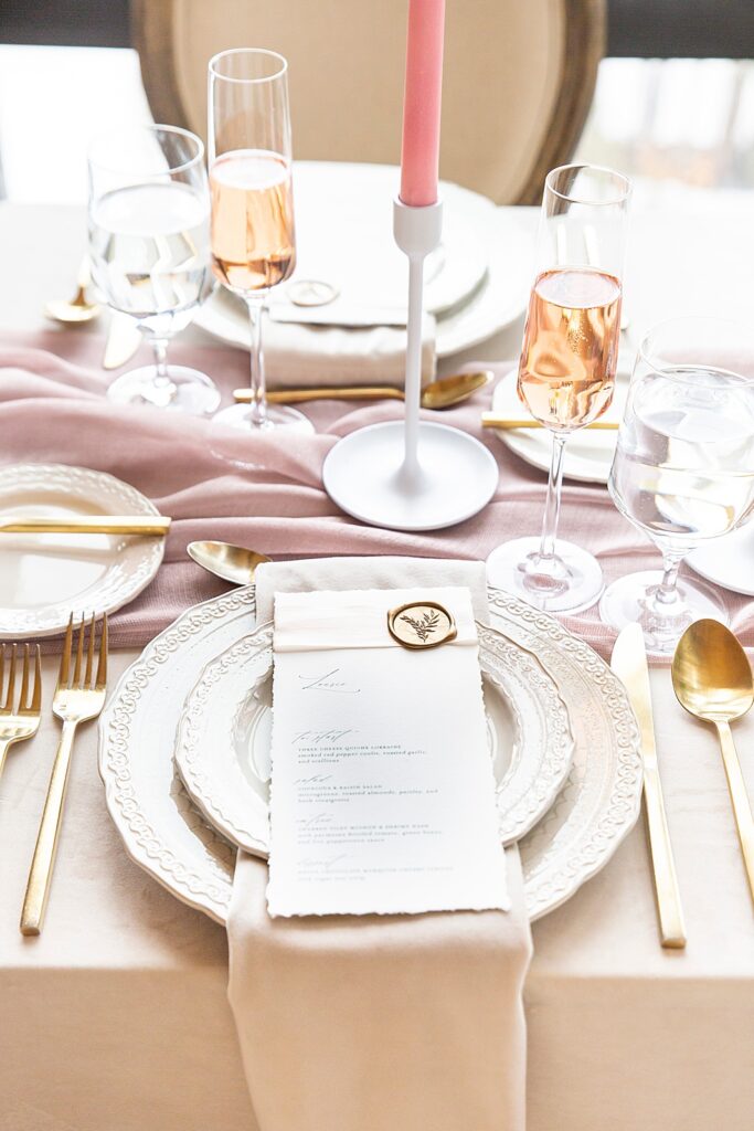 Pink wedding table set up